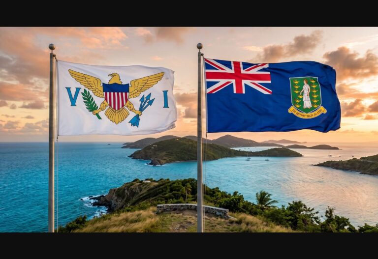 USVI and BVI flags overlooking the Virgin Islands